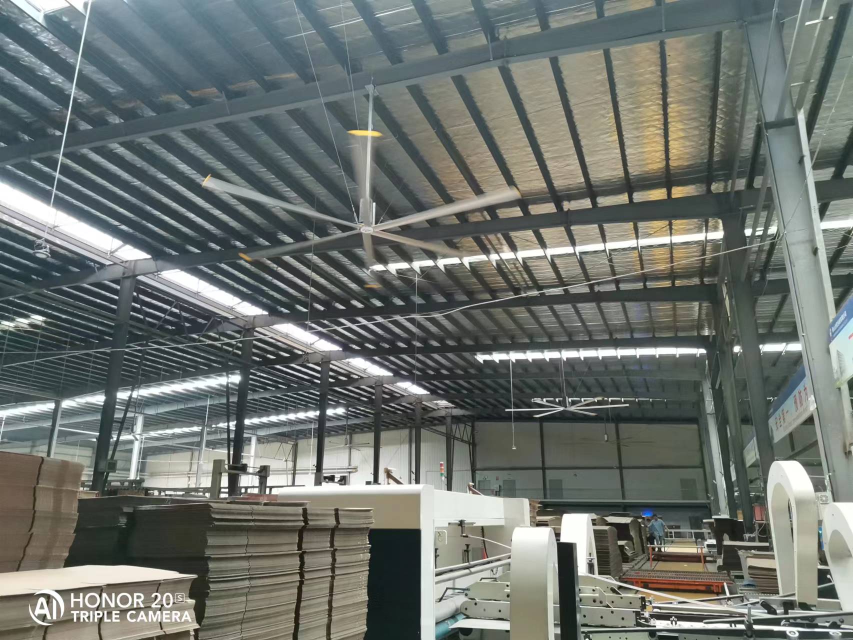 工业大吊扇_大型风扇_佛山木材加工车间环境空间通风降温案例